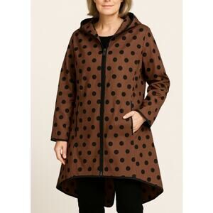 Mycra Pac Polka Dotted Long Sleeves Zip Front Rain Coat & Shoulder Bag Brown NWT